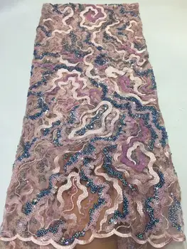 

Luxury Sequins Lace Fabrics French Lace Fabric with High Quality African Tulle Mesh Lace for Wedding Party