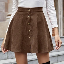 

Spring Autumn Black Fashion Corduroy Mini Skirt Y2K Women Sexy High Waist Pleated Elegant Vintage Short Skirts Ladies 2021