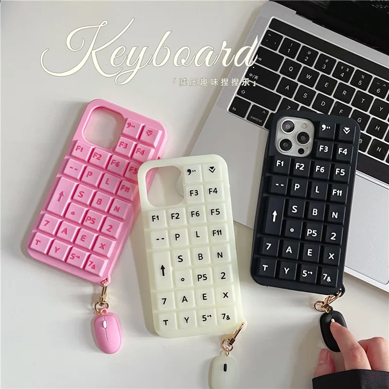 Luminous keyboard with mouse silicone Phone case For RealMe 5 5i V5 8 C3  C11 C15 C20 C21 C25 Antistress Sensory Game cover - AliExpress