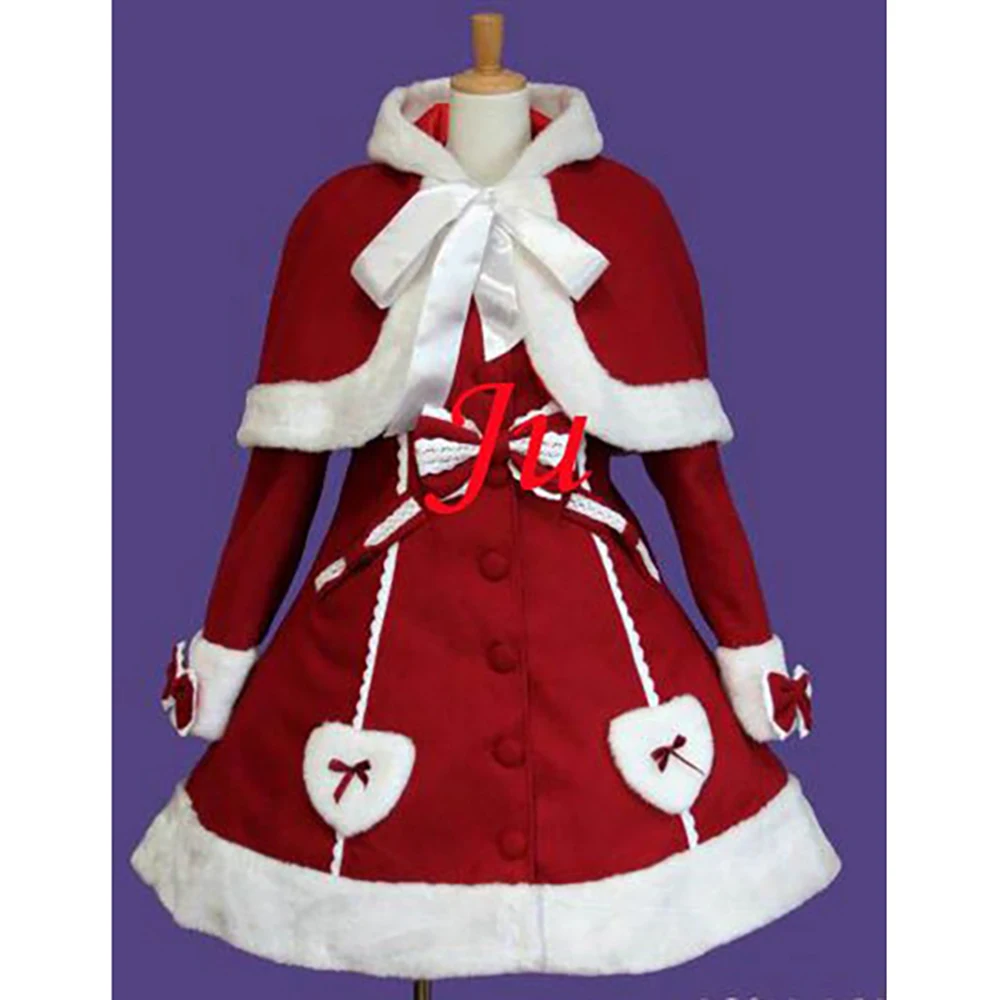fondcosplay Gothic Lolita Punk Sweet red Wool Coat Cape Dress Cosplay Costume Tailor-made[CK897] |