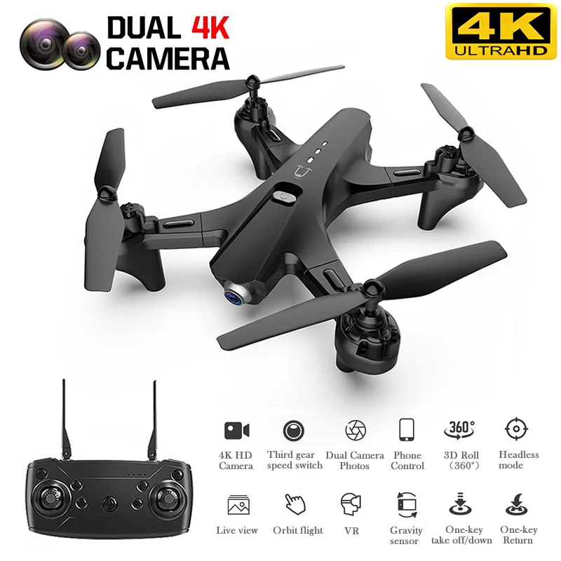 US $46.07 RC Quadrocopter with 4K Dual Camera Drone OneKey Return Fouraixes Reomote Control HD FPV Quadcopter Toy for Boy Friend