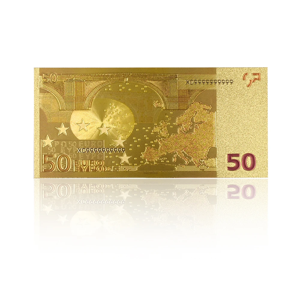 10 шт./лот 24 к позолоченные 50 евро банкноты в цветах, золотые банкноты бумажные деньги свадебный подарок, возврат