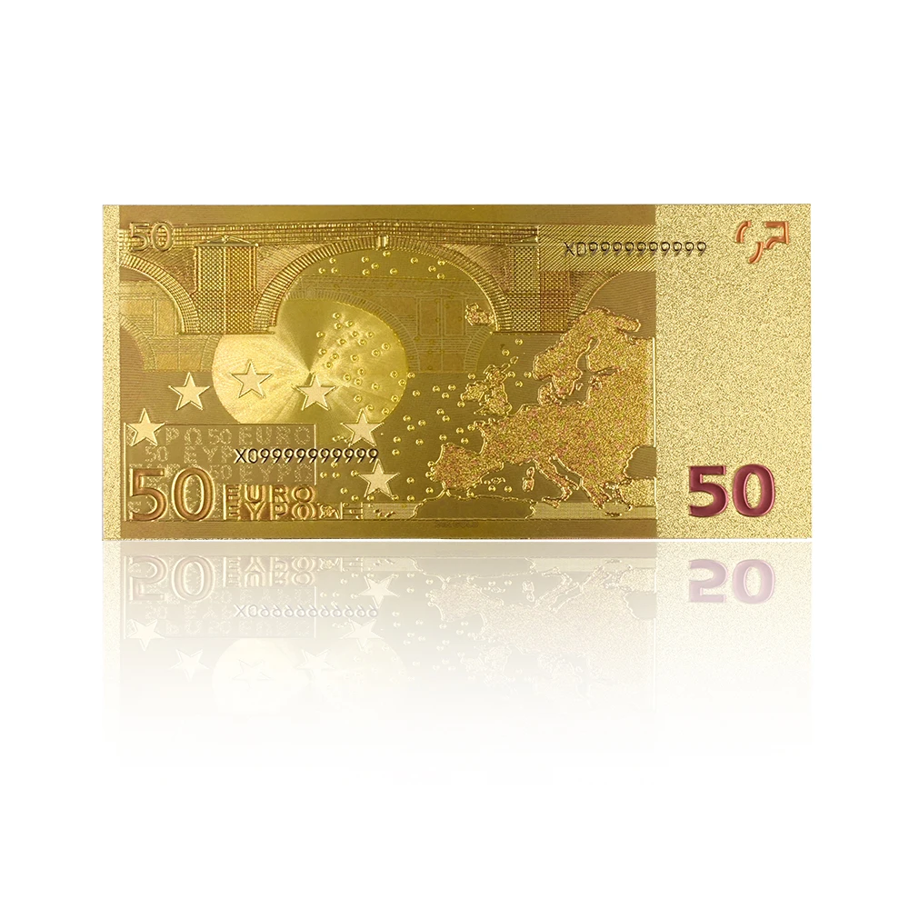 10 шт./лот 24k Золотая фольга с покрытием 50 евро банкноты в Цвета золотых банкнот