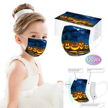 

Mascarilla 100pc Kids Mask Disposable Halloween Masks For Children 3-layer Masks Kids Face Mask For Kids Mouth Caps Disposable
