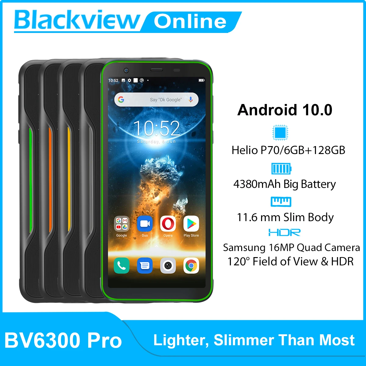 Смартфон Blackview BV6300 Pro Helio P70 6 ГБ + 128 IP68 Водонепроницаемый защищенный 4380 мАч Android 10 NFC