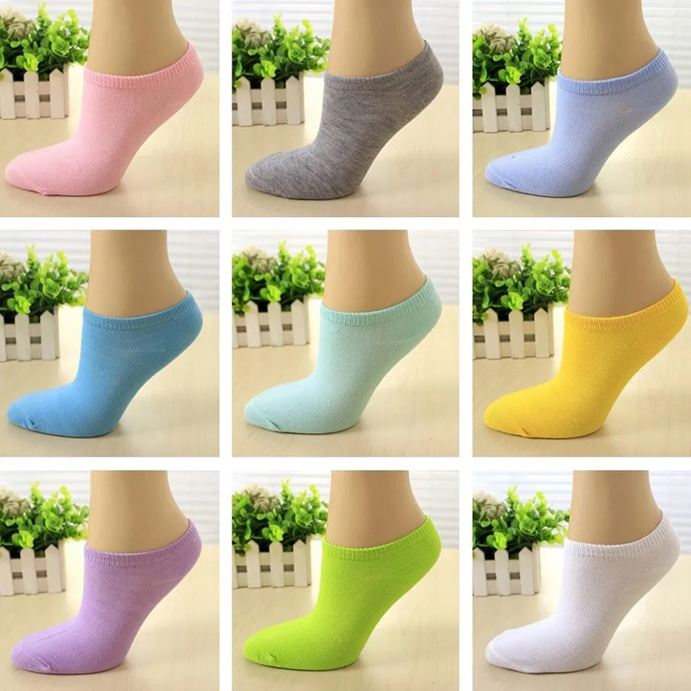 1Pairs Womens Girls Comfortable Cotton Candy Color Sweet Various Vibrant Sock Slippers Funny Short Soft Ankle Socks 