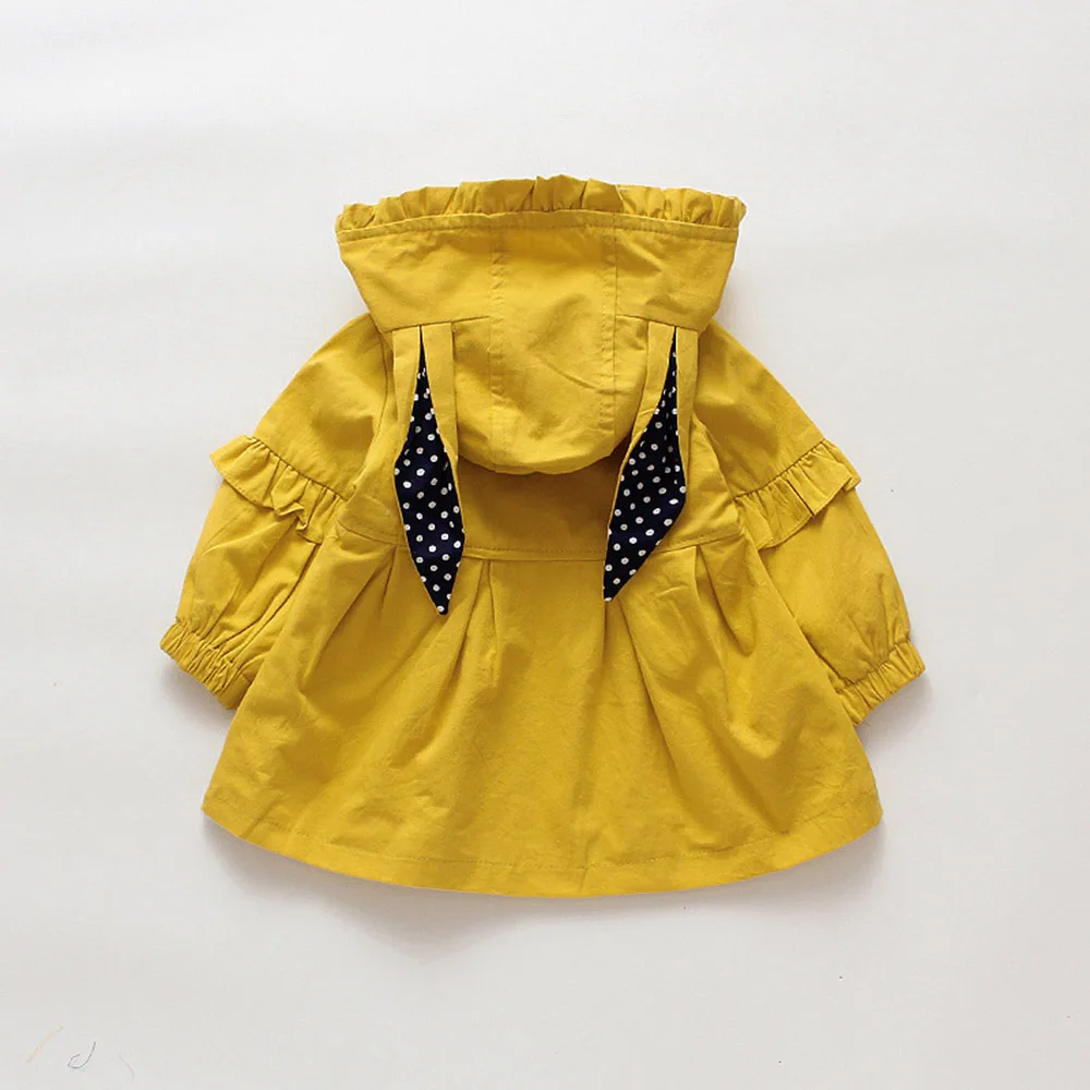 TK00159Yellow WeLaken/Одежда для маленьких девочек милая куртка с капюшоном и заячьими ушками и карманами для девочек, хлопковая верхняя одежда детская одежда, куртки и пальто - Цвет: TK00159Yellow