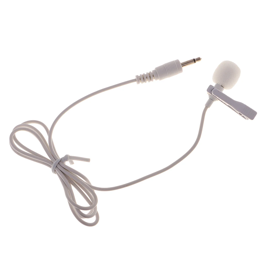 3.5mm Jack Plug Mini Condenser Microphone Lapel Collar Tie Clip On Mic White