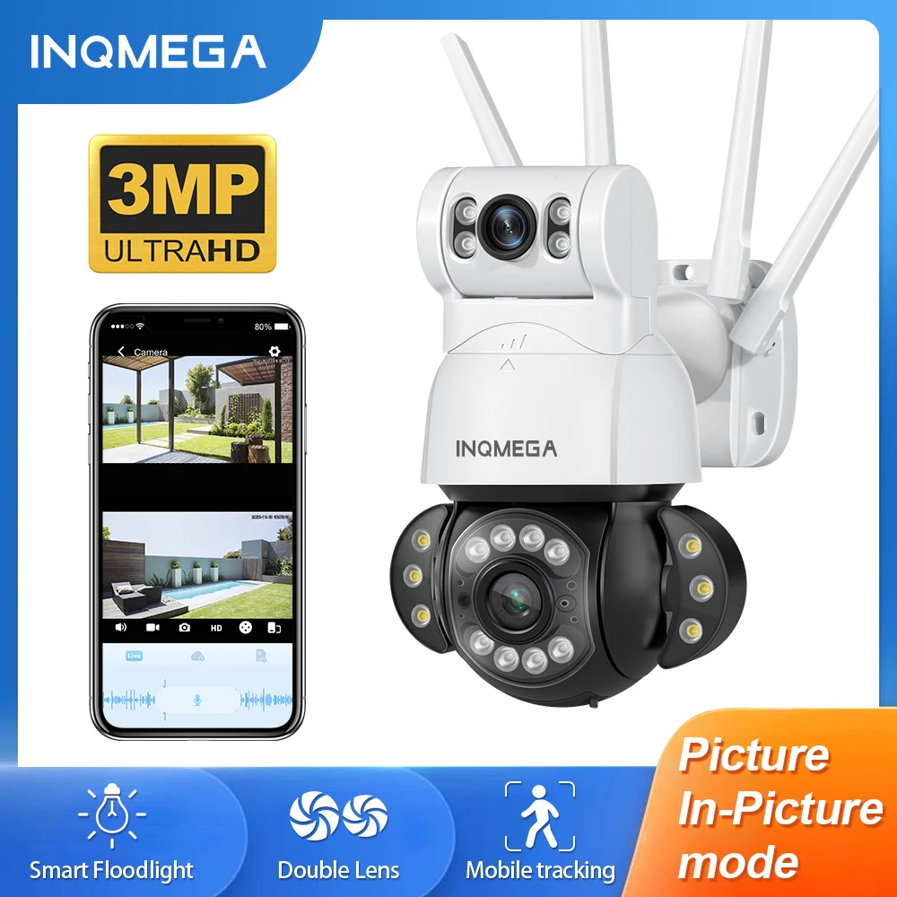 INQMEGA 3MP WIFI Surveillance Camera CCTV Cam Security Camera Outdoor PTZ Outdoor Surveillance Cam Video Record Floodlight Camer|Surveillance Cameras| - AliExpress