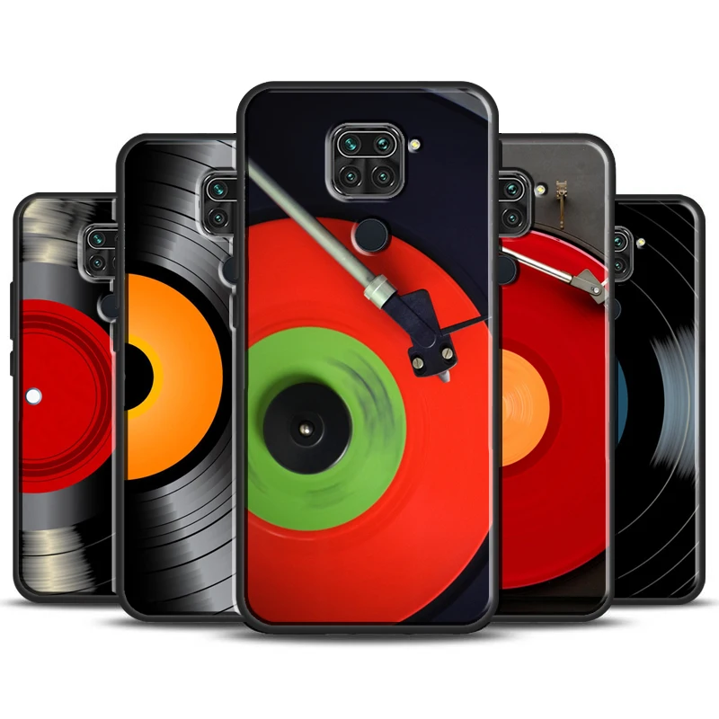 Черный чехол для телефона с виниловым проигрывателем Xiaomi Redmi Note 11 10 8 9 Pro 8T 9S 10S 9C 9A 9T