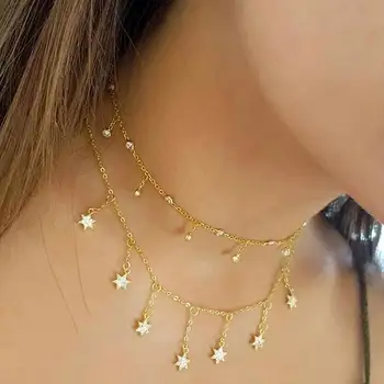 tassel star charm necklace chain 33+7cm sea star summer beach elegant lady women 925 sterling silver necklaces jewelry 2020 new