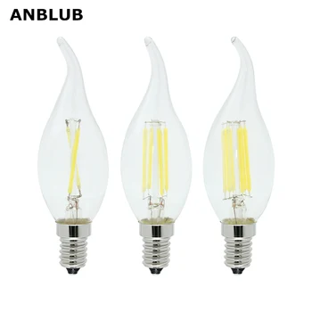 

ANBLUB Dimmable Lamp 220V 2W 4W 6W LED Filament Chip E14 Edison Candle Light Bulb Retro Tungsten Chandelier Lighting