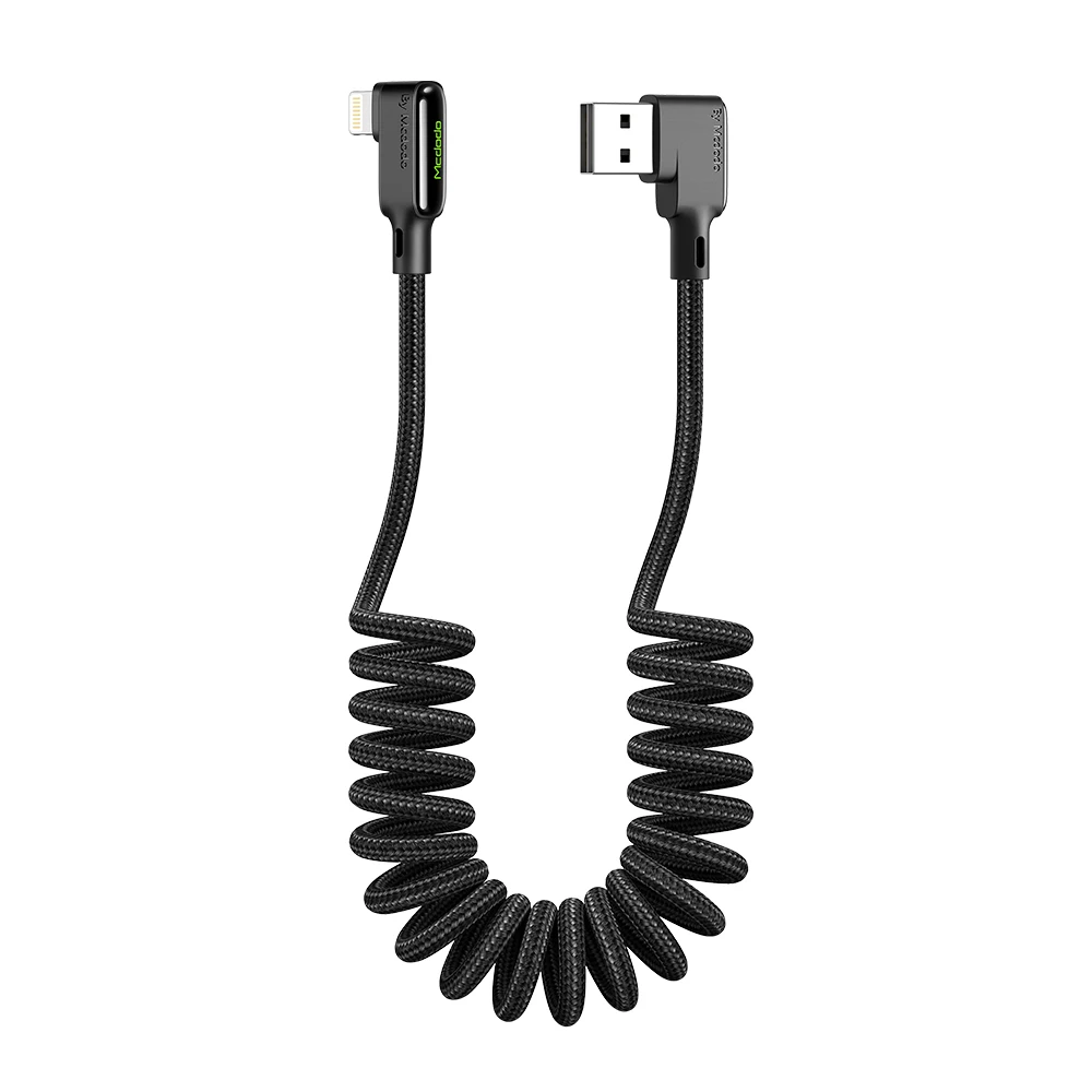 phone charger cord Mcdodo USB Type C Cable Retractable Car Spring 3A for Huawei Xiaomi Samsung S10 9 OnePlus Quick Charge 4.0 Charger LED Data Cord aux cable for iphone Cables