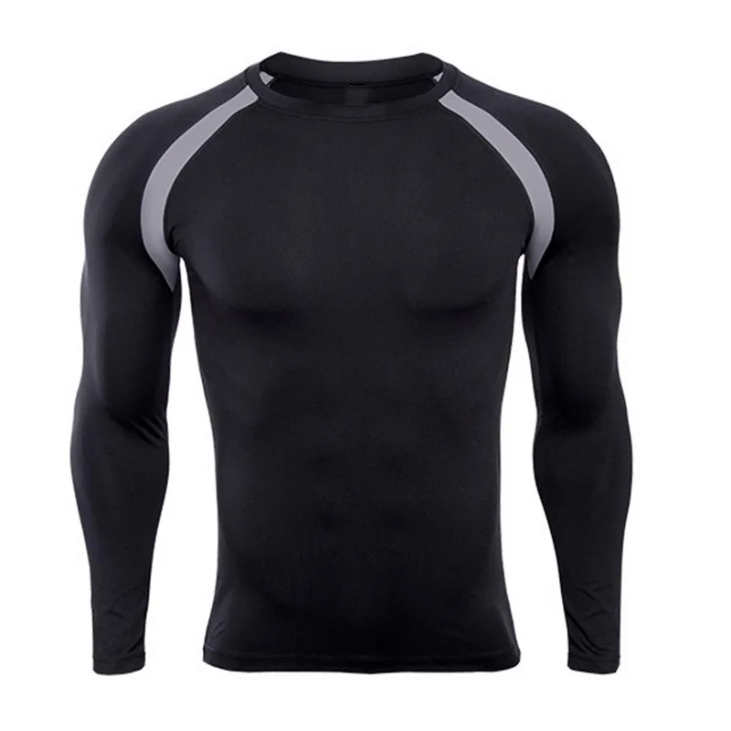 

MJARTORIA 2019 Mens Fitness Rashguard Bodybuilding Skin Tight-drying Tight Thermal Compression Quick-drying long-sleeved shirt