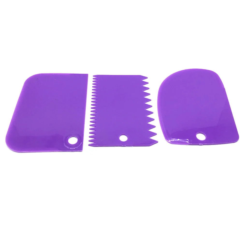 Purple Новинка, 3 шт., прямая дуга, форма зуба, крем, резак для хлеба, для торта, пастообразный скребок, инструменты для выпечки, скребок для крема - Цвет: Purple
