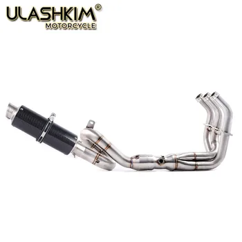 

Motorcycle carbon fiber Exhaust muffler contact pipe exhaust Full System Slip On For yamaha FZ09 MT09 FZ MT 09 2014-2018