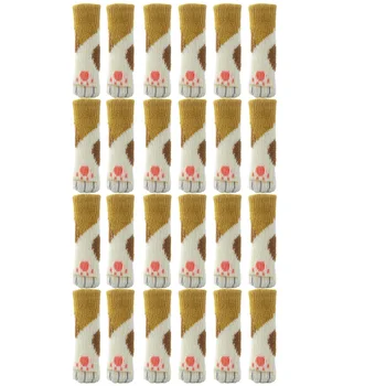 

24 PCS Cat Paw Knit Chair Leg Covers Stool Feet Socks Furniture Floor Protectors 3*12cm For Circumference:7-18 Cm