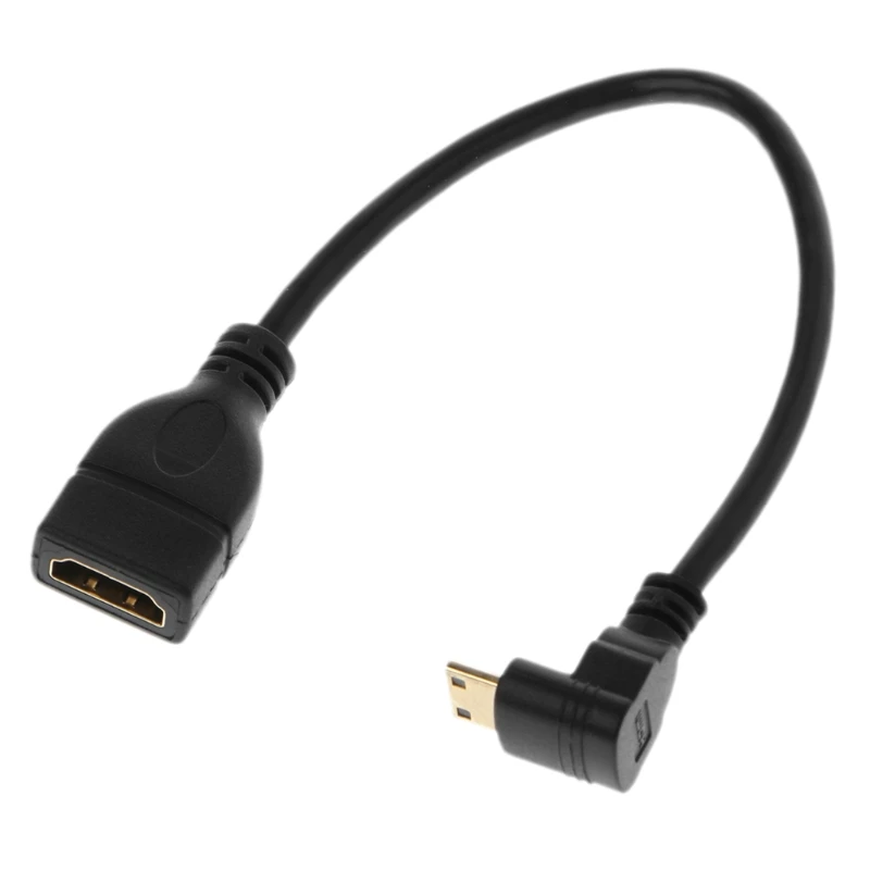 21 см 90 градусов угловой мини-usb HDMI Мужской к HDMI Женский удлинитель для передачи данных - Цвет: Черный