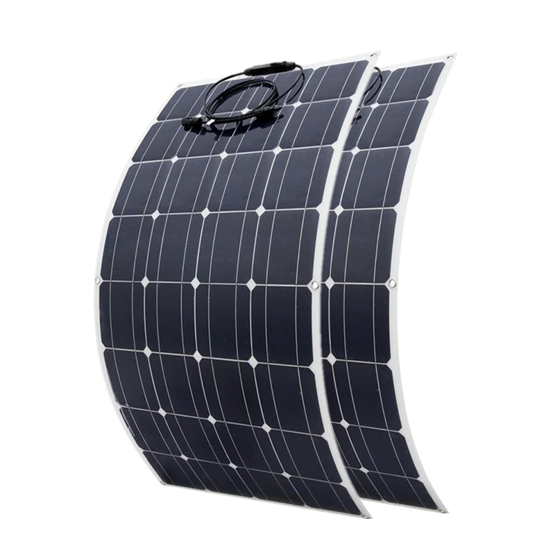 200W 100W Mono Flexible Solar Panel 20A/10A Solar Controller Module for Car RV Boat Home Roof Vans Camping 12V 24V Solar Battery - Color: 200W solar panel