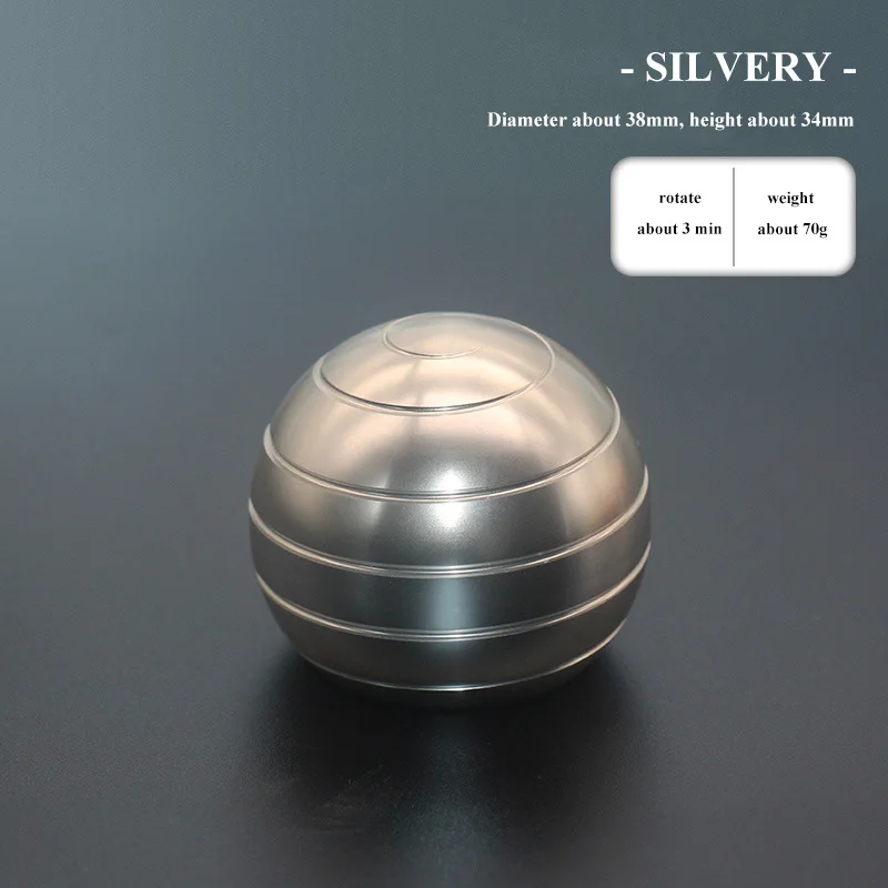 Silver Настольная игрушка для снятия стресса, алюминиевый сплав, декомпрессия, гипноз, вращающийся гироскоп, отпечаток пальца взрослого, игрушка, кинетический круглый металлический Спиннер, подарок - Цвет: Silver
