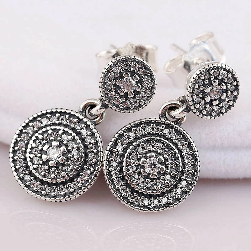 silver earrings Original Radiant Elegance Hang Earring With Crystal For Women 925 Sterling Silver Earring Wedding Gift Europe Jewelry tennis bracelet