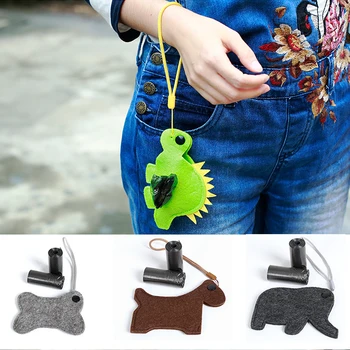 

Dog Poop Bag Holder with 2 rolls of Garbage Bag Cute Animal Shape Waste Bag For Yorkshire Outing Portable Pet Poop Bag Dispenser