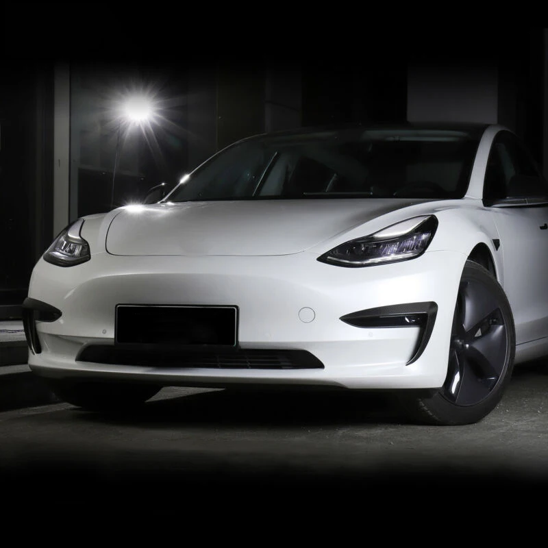 

Auto Black Bumper Headlight Fog Lamp Protective Frame Trim Accessory For Tesla 3