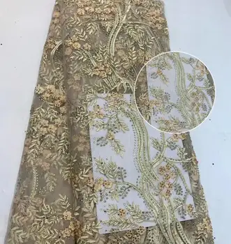 

fashionable tulle embroidery french net lace fabric yaking-58.9803 with beads for party dress