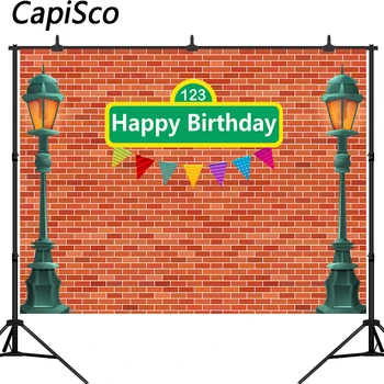 

Capisco Brick Wall Street Photography Backdrops First 1st Girl boy Birthday Party Background Decor Baby Shower Photo Shoot Booth