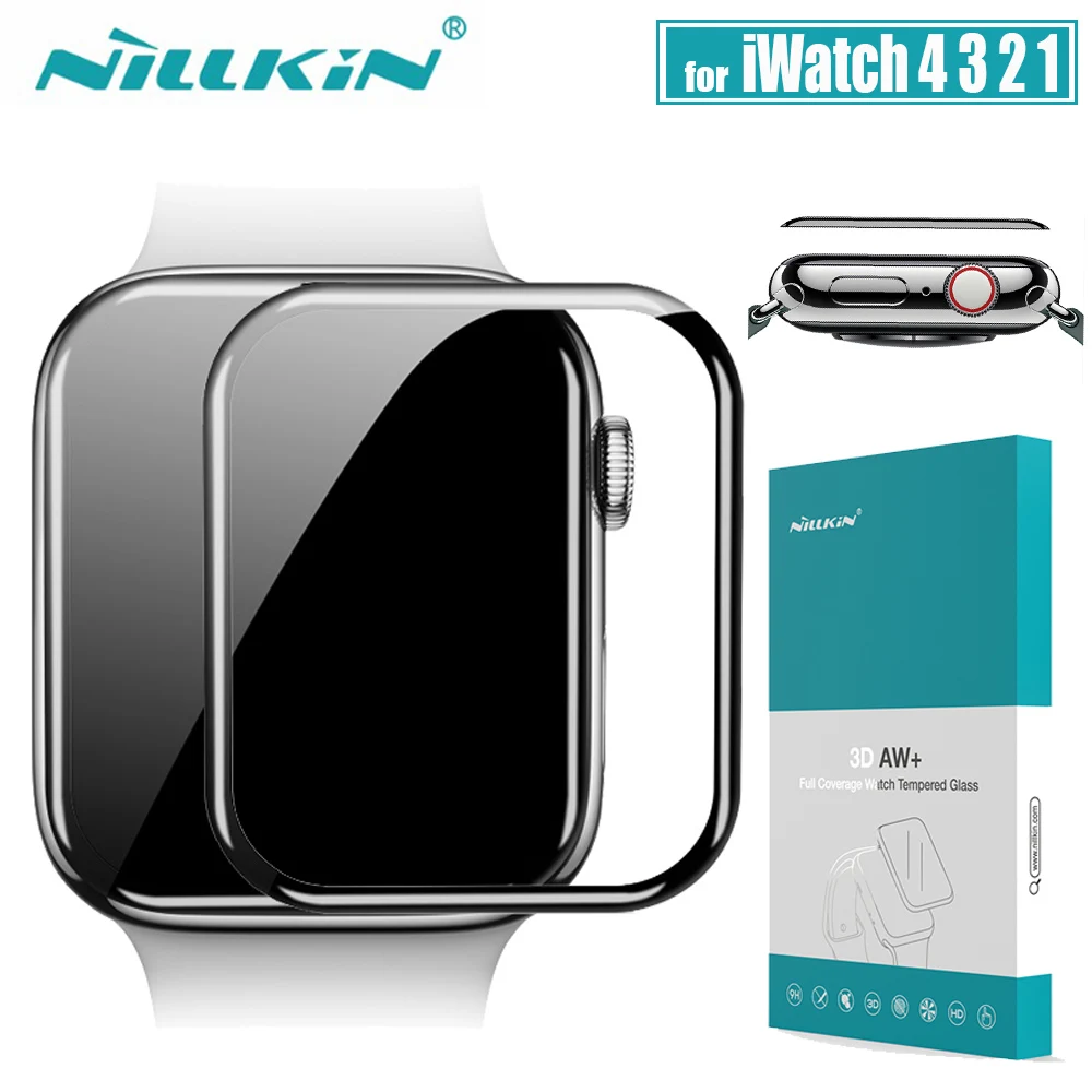 for iWatch Series 4 3 2 1 Glass Screen Protector Nillkin 3D AW+ Full Cover Safety Tempered Glass for Apple Watch 38/40/42/44 MM