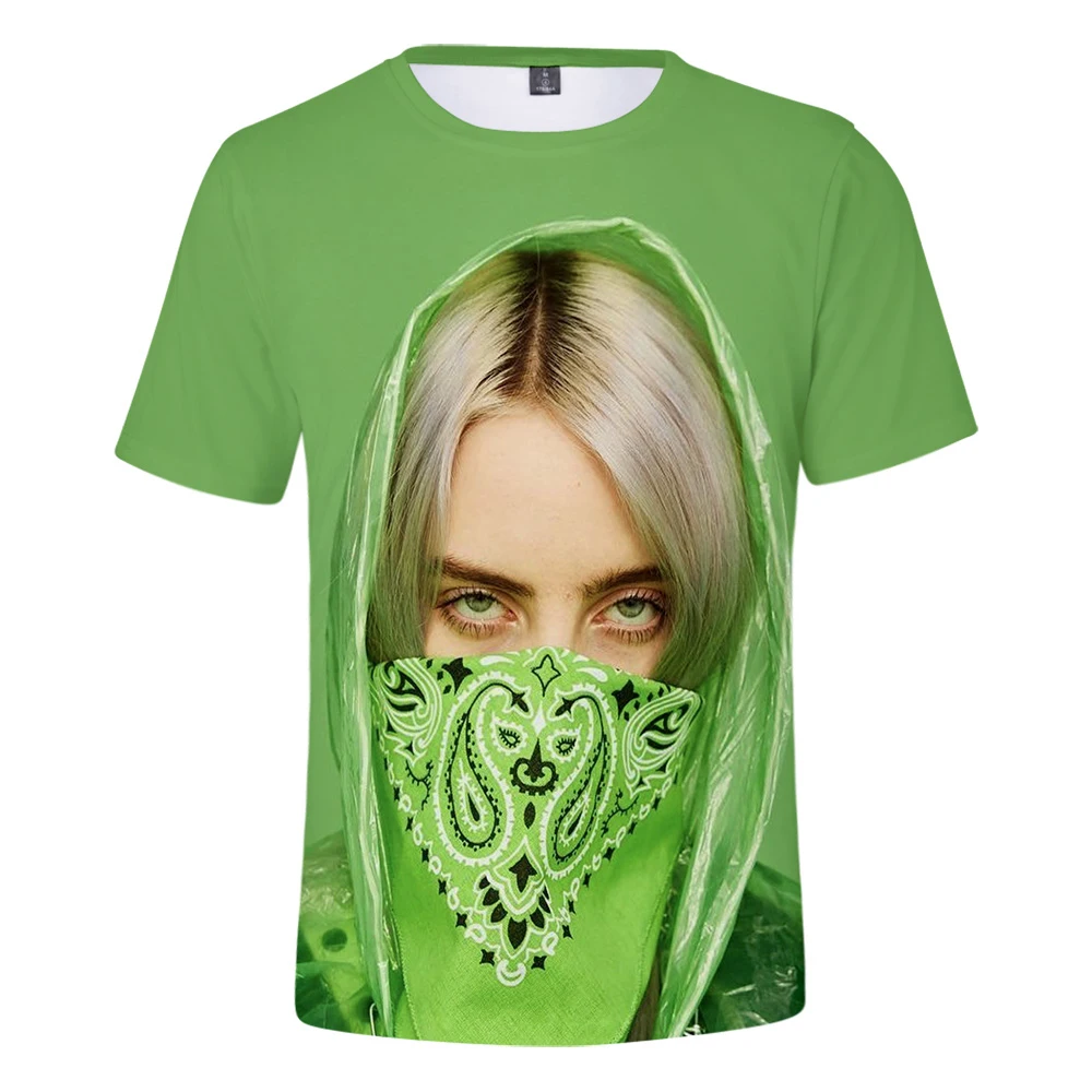 Новая модная 3D футболка Billie Eilish, женские и мужские топы с коротким рукавом,, 3D футболка Billie Eilish, повседневные Черные футболки для девочек