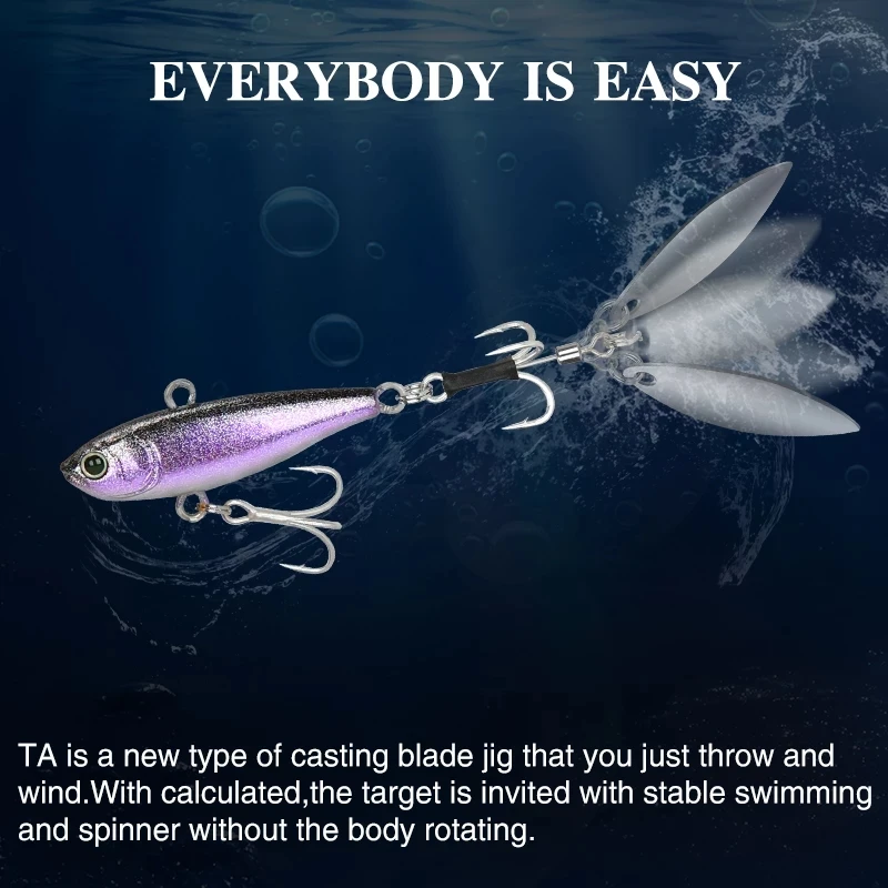 

TSURINOYA Fishing Lure TAIL SPIN 43mm 24g 360° Artificial Spinner Bait Metal Spoon JIG Hard Bait Seabass Lure