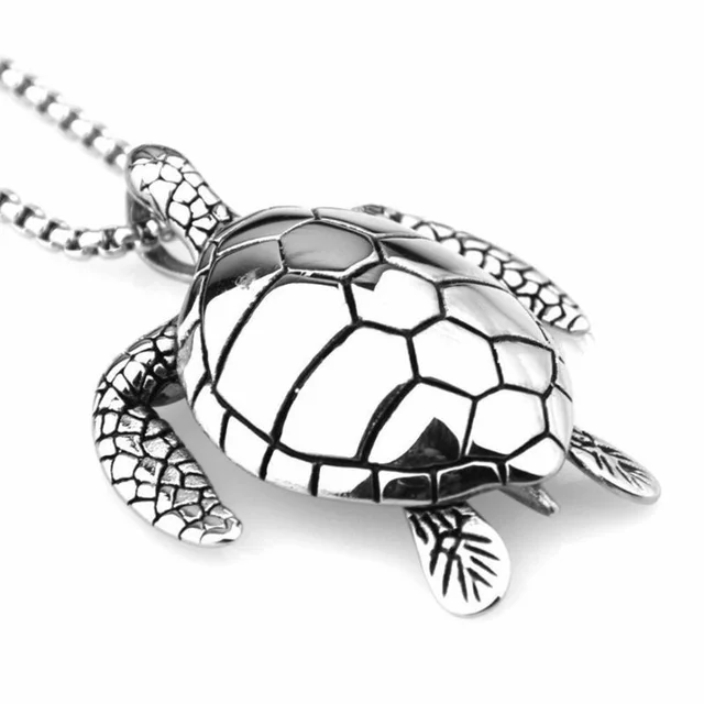 NewTrendy Animal Turtle Pendant Necklace Women Necklace Metal Sliding Colorful Turtle Pendant Necklace Accessories Party Jewelry -silver