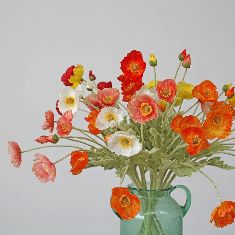 

Light luxury simulation flowers, corn poppy flocking, poppy flower art wedding photography, artificial flowers