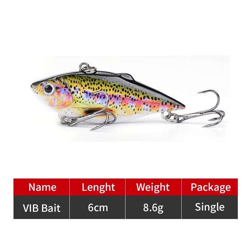 1 шт. 6 см 8,6 г горячая Распродажа Vib Crankbait Реалистичная рыболовная приманка 6 цветов рыболовная приманка медленное погружение жесткая рыба Воблер для рыбы - Цвет: V01-03