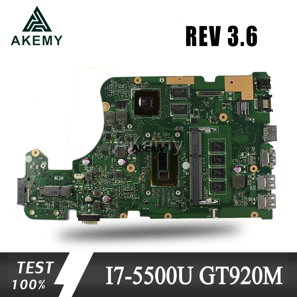 Akemy X555LD материнская плата для ноутбука ASUS X555LD X555LDB X555LA X555LB X555L X555 Тесты оригинальная материнская плата 4G-RAM I7-5500U GT920M