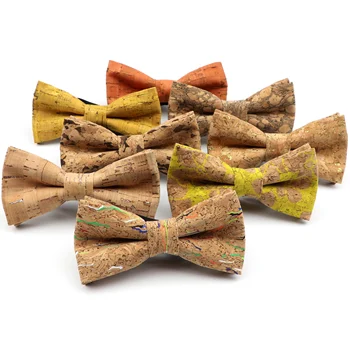 

Fashion New Fancy Cork Wood Men's Bow Ties Novelty Handmade Solid Bowtie Butterfly Wedding Party Man Gift Accessories Neckwear