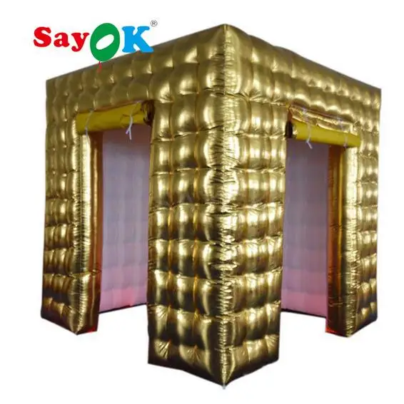 Light gold Sayok 2,5 м Золотой/Серебряный надувной корпус для фотобудки 2 двери с СВЕТОДИОДНЫЙ Цветной подсветкой вечерние украшения для свадебных мероприятий - Цвет: Light gold