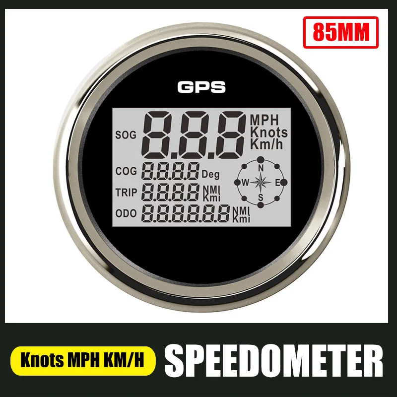 Velocímetro GPS de 85mm, odómetro, medidor de 0 999 nudos, km/h mph, con retroiluminación de 8 Velocímetro GPS de 85mm, odómetro, medidor de 0 999 nudos, km/h mph, con retroiluminación de 8