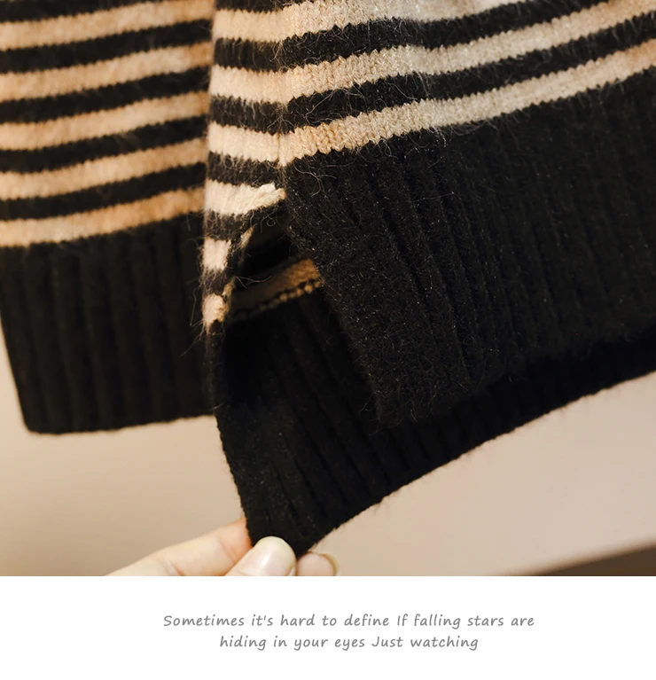Large Plus Size knitted suit Women Sweater Skirt Suit stripe Pullover+Mini Skirt two piece set Autumn Winter warm Big 5xl suit
