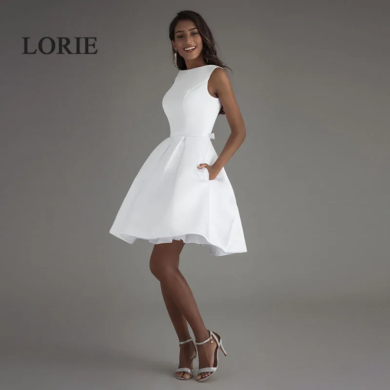 Мини Короткие пляжные свадебные платья LORIE 2020 Vestido Noiva Praia простые белые с открытой