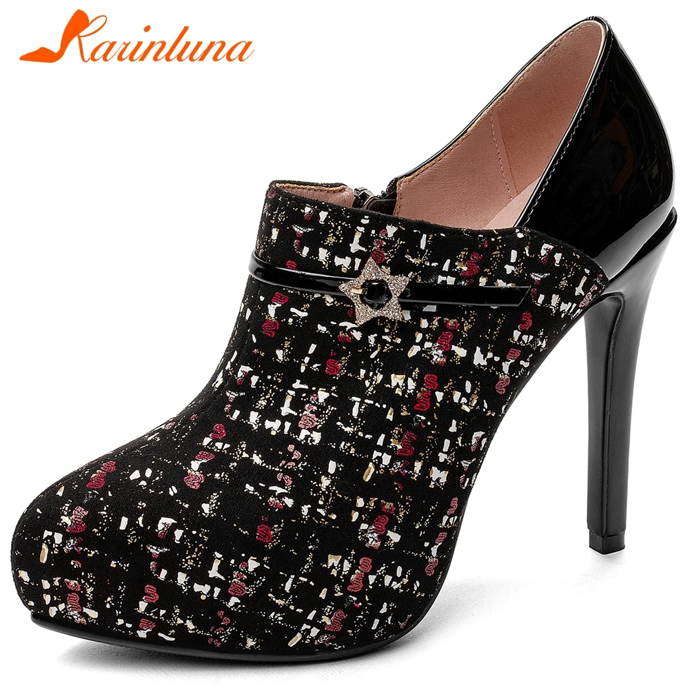 

Karinluna New Fashion 2020 Thin High Heels Platform Shoes Woman Pumps Female Zip Up Spring Autumn Office Lady Pumps Women Shoes