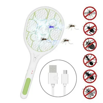 

Mosquito Swatter Killer USB Rechargeable Electric LED light Tennis Bat Handheld Racket Insect Fly Bug Wasp
