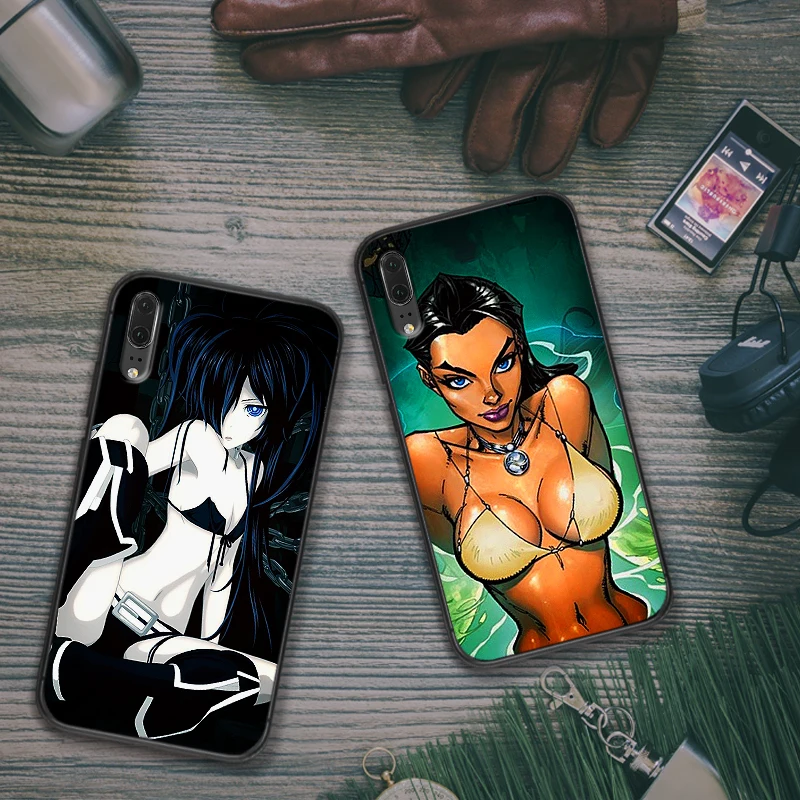 Черные силиконовые чехлы с рисунком для девочек huawei Y6 Y7 Y9 Prime 2018 2019 Nova 2i 3 4 3i Lite mate 10