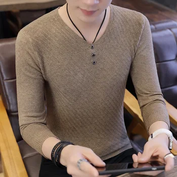 

Sweater Men Long Sleeve Pullovers Outwear Man V-Neck Sweaters Tops Slim Solid Fit Knitting Spring Autumn Casual Clothing K260