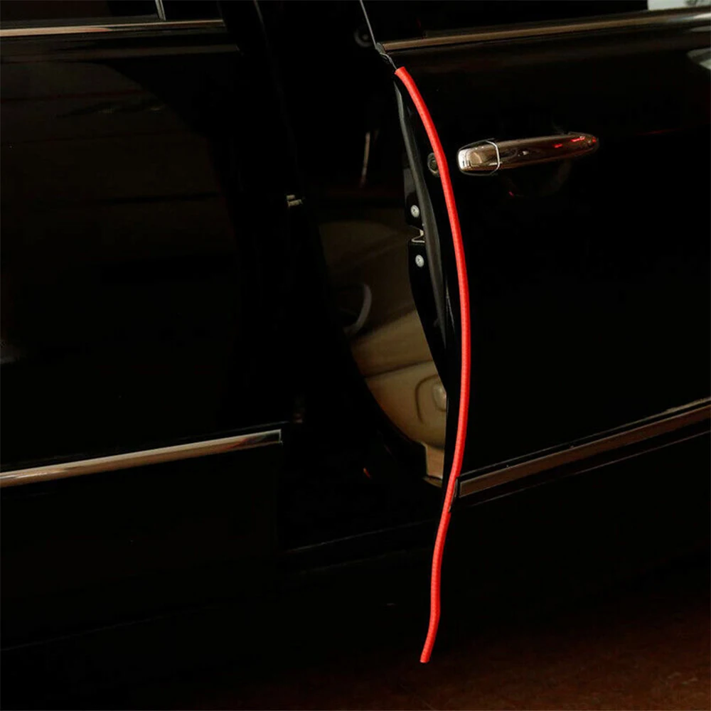 NICECNC Универсальная автомобильная дверная уплотнительная полоса, защита края двери, Красная резина с металлическими зажимами, автомобильные наклейки, этикетка