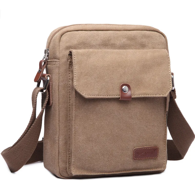

New 2019 Men's Canvas Shoulder Bag Slanted Leisure Business Small Bag Top Quality Male Postman Package 2.5