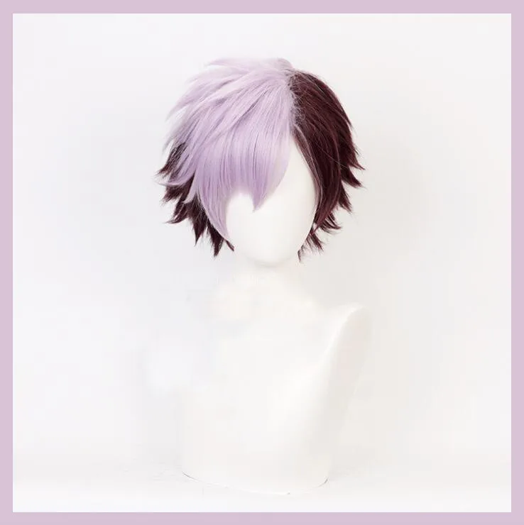 Парик для косплея Hanako kun Tsuchigomori пурпурный смешанный короткий костюмированной