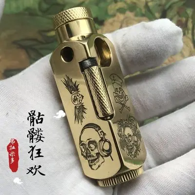 DIY Творческий латунь 5 лицо резные масла жидкости Зажигалка коллекция Винтаж керосин зажигалки для мужчин подарок - Цвет: 11