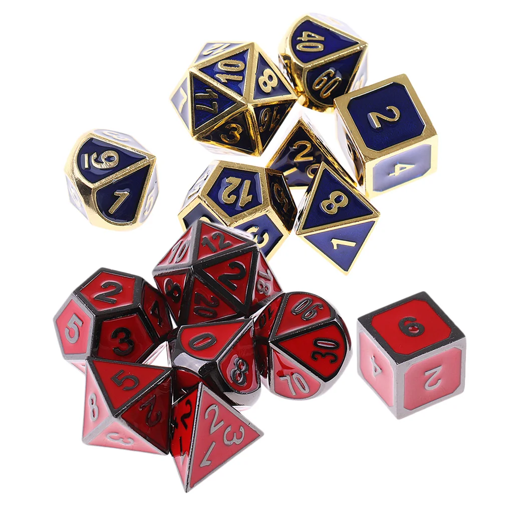 14x красный и синий D4 D6 D8 D10 D12 D20 многогранные игральные кости TRPG для MTG ролевые